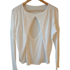 Whisper White Long Sleeve Burnout Tee with Open Back Size Medium
